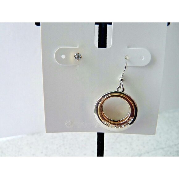 MIX IT UP! Charter Club Gold Tone Crystal Circle Drop & Crystal Stud Earrings - Picture 1 of 2